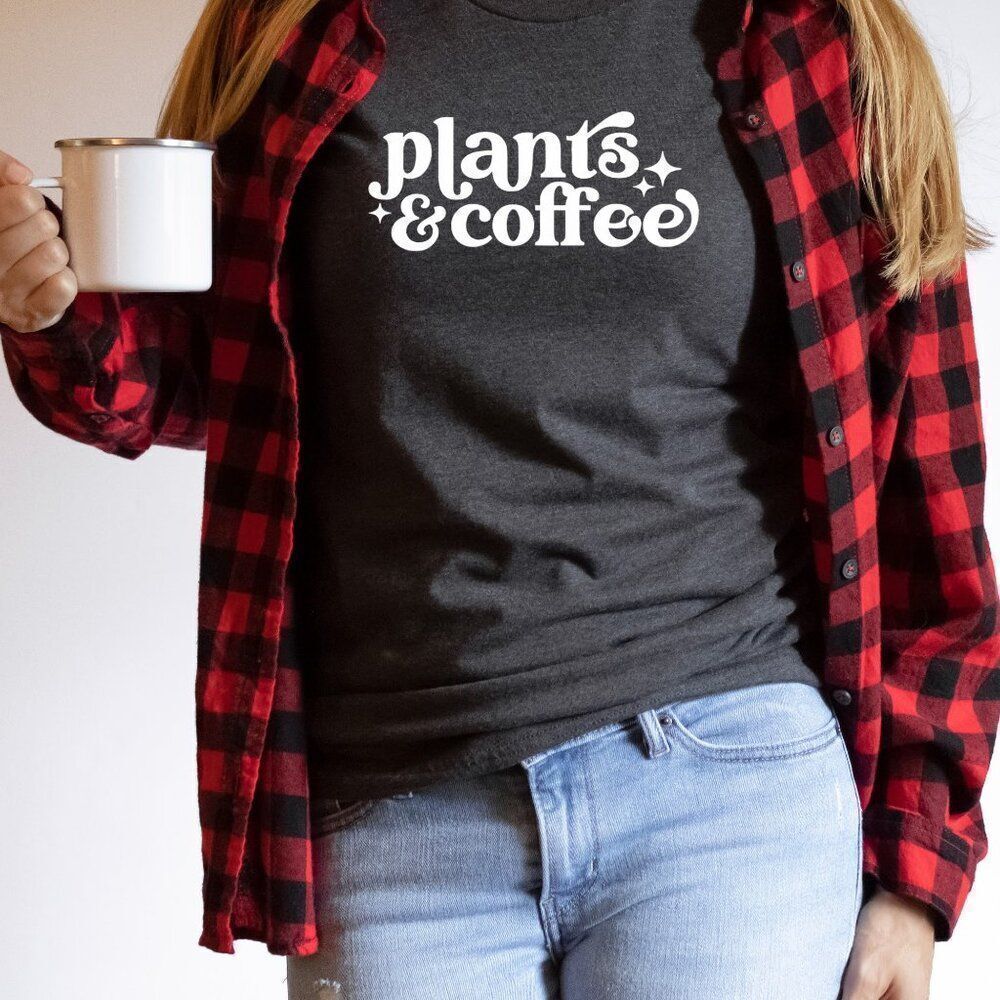 Plants & Coffee Soft Graphic Tee Shirt